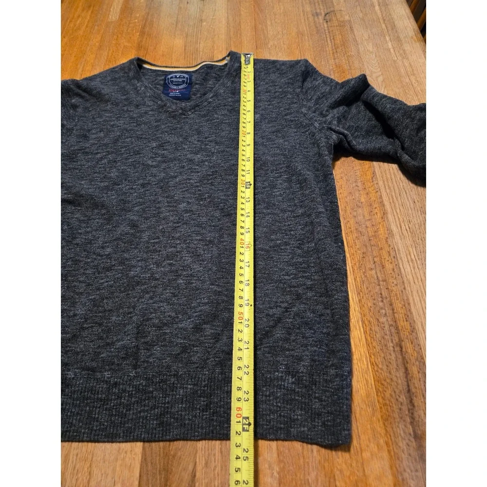 American Eagle Mens Large Charcoal Gray V-Neck Marl Cotton Athletic Fit Sweater
